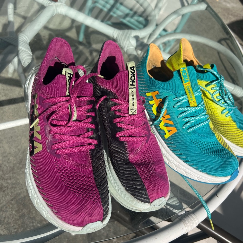 Hoka Women’s Carbon x  Shoes - Magenta and Teal - Two pairs - Picture 2 of 15
